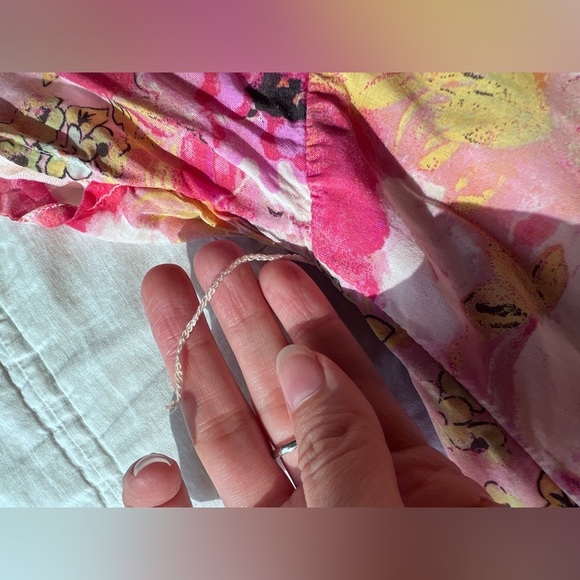 Free People Womens Pink Floral Freddy Tie Fruit Punch Boho Mini Dress Small - Picture 12 of 16